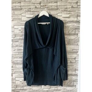 Athleta Open Front Cardigan Magnetic Clasp Navy Blue S Sweater Keyhole Sleeve